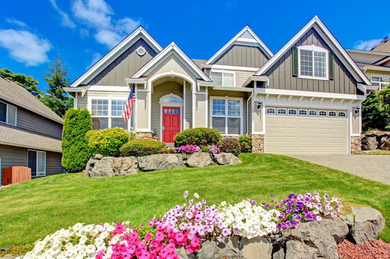 Front view of suburban home